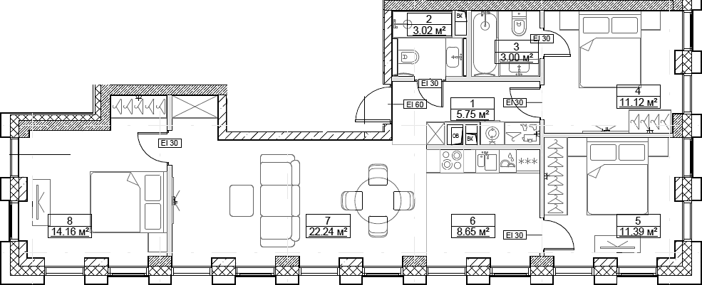 4+ комнаты, 79.33 м², 6/27 этаж, ЖК «Сити Бэй»