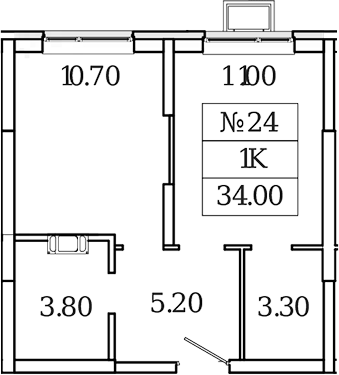 1-комн., 34 м², 4/20 этаж, ЖК «Видный Берег 2.0»