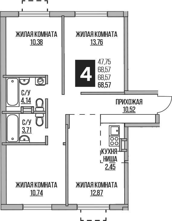 4-комн. Гранель Аникеевский