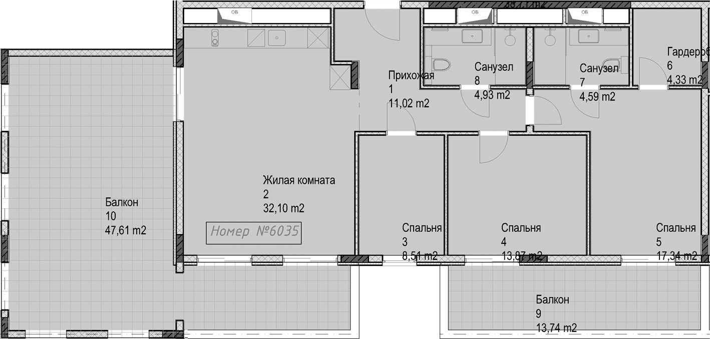 3-комн. квартира, 96.6 м² в ЖК Гостиничный комплекс Николай 1 — фото 2