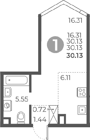 Студия, 30.13 м², 10/27 этаж, ЖК «Мневники от Гранель»