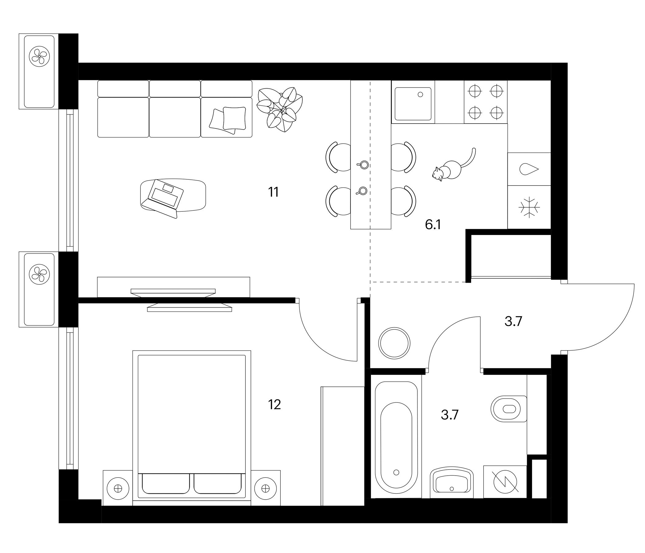 2-комн., 36.5 м², 21/25 этаж, ЖК «Белая Дача парк»