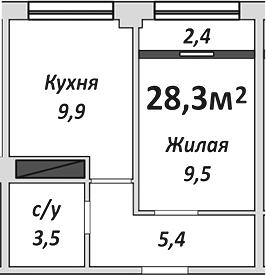 Продается 1-комн. квартира, 28.3 м²