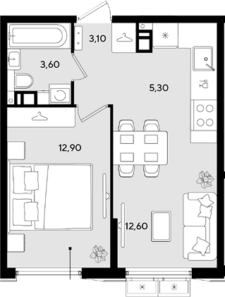 2-комн. квартира, 37.5 м² в ЖК Порто-Ново — фото 2