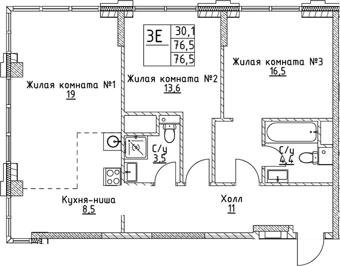 3-комн. ВЭРИ на Миклухо-Маклая