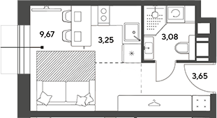 Студия, 19.65 м², 10/15 этаж, ЖК «Публицист»