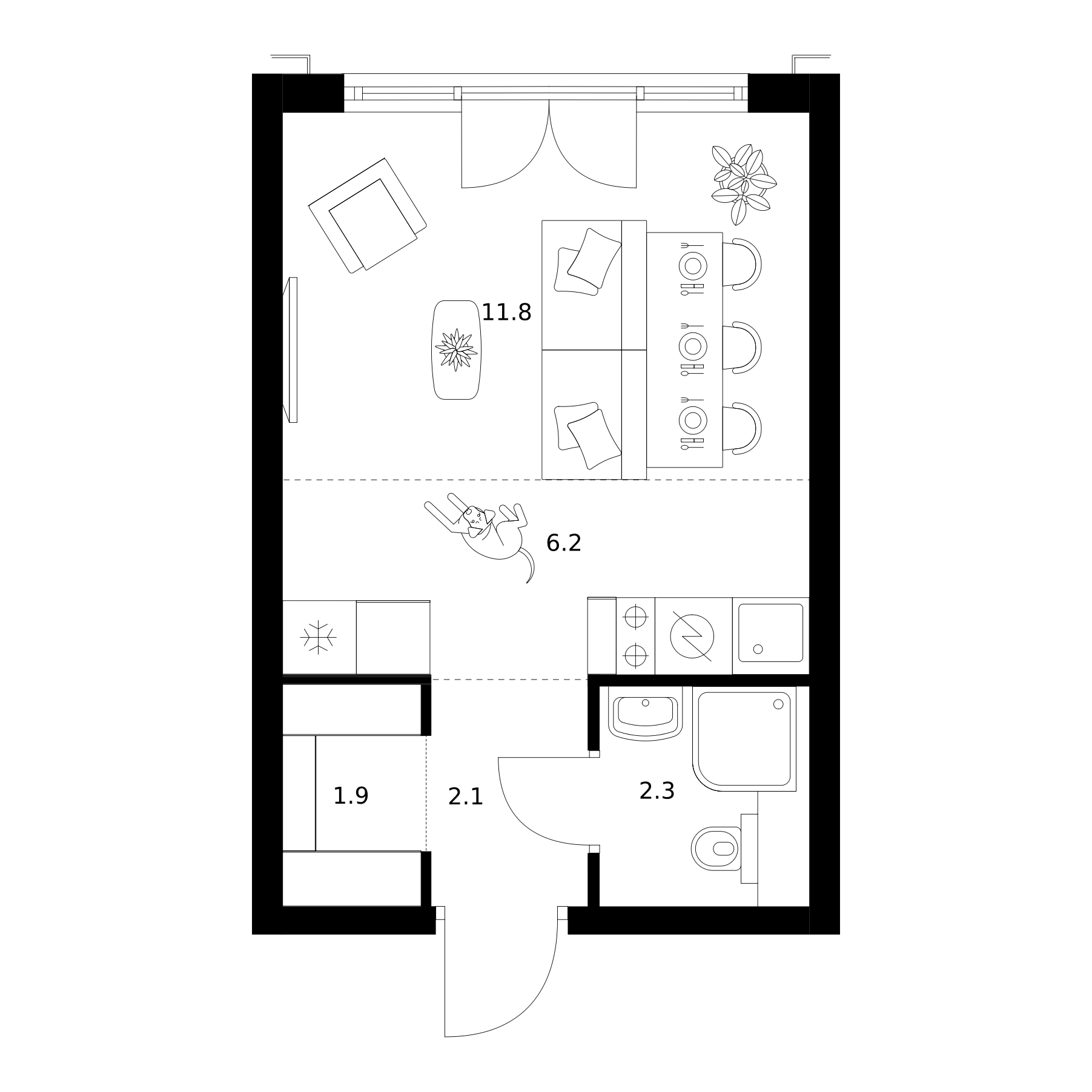 Студия, 24.3 м², 19/19 этаж, ЖК «2-й Иртышский»