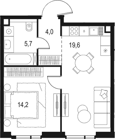 2-комн., 43.5 м², 2/20 этаж, ЖК «Левел Войковская»