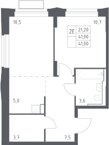 2-комн., 41 м², 22/24 этаж, ЖК «Квартал Строгино»