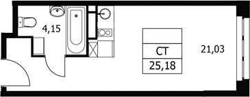 Студия, 25.18 м², 9/21 этаж, ЖК «Волковская 67»