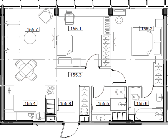 3-комн., 65.63 м², 51/55 этаж, ЖК «Мод»