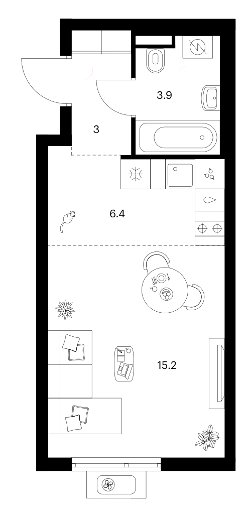 Студия, 28.6 м², 12/12 этаж, ЖК «Белая Дача парк»