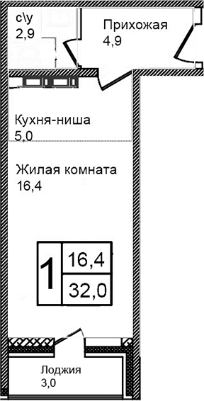 Студия, 29 м², 9/12 этаж, ЖК «Троицкий»