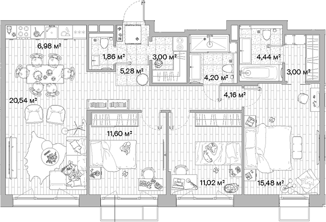 4+ комнаты, 91.55 м², 3/12 этаж, ЖК «МЫС»