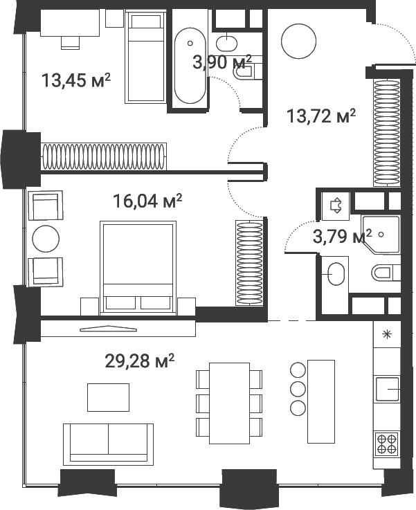 3-комн., 78.6 м², 8/28 этаж, ЖК «Первый Нагатинский»
