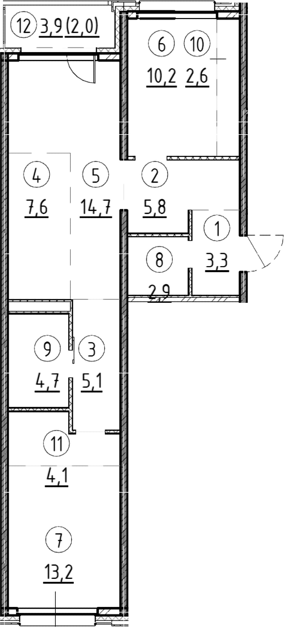2-комн., 74.1 м², 6/22 этаж, ЖК «Дом А»