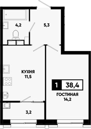 1-комн., 35.2 м², 9/24 этаж, ЖК «Основа. ГК ЮгСтройИнвест. Ставропольский край»