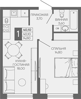 1-комн. квартира, 40.1 м² в ЖК Иначе в Молодежном — фото 2