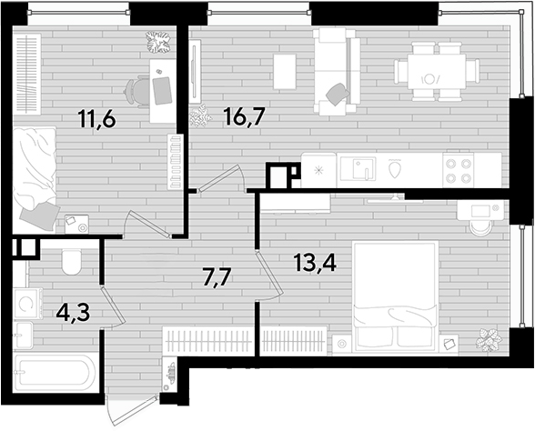2-комн. квартира, 53.7 м² в ЖК DОГМА ПАРК — фото 2