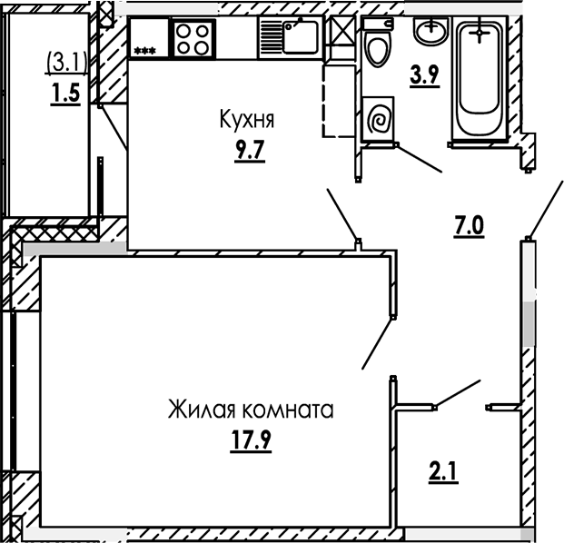 1-комн. Малиново