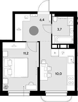 1-комн. квартира, 31.3 м² в ЖК Грейд — фото 2