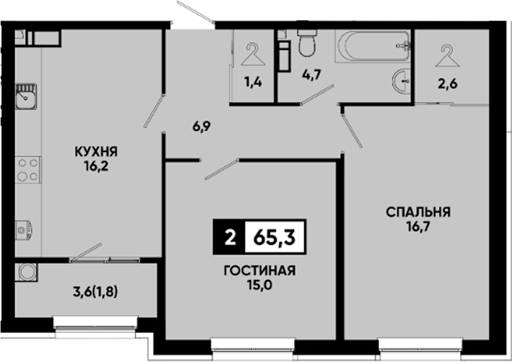 2-комн. Квартал на курорте Моя Легенда