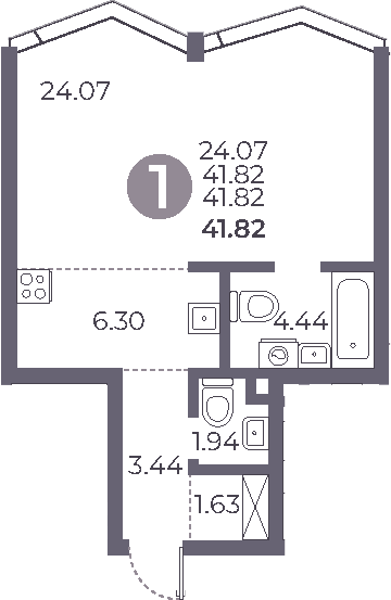 Студия, 41.82 м², 9/27 этаж, ЖК «Мневники от Гранель»