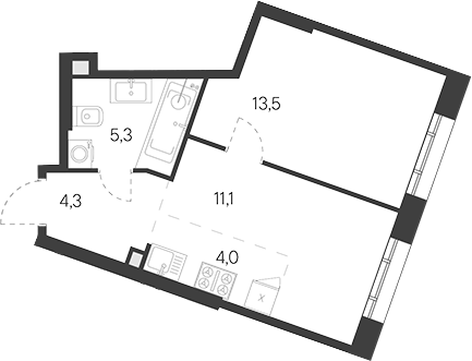 2-комн., 38.2 м², 19/31 этаж, ЖК «Родина Переделкино»