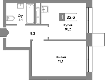 1-комн. Сити квартал Отрада