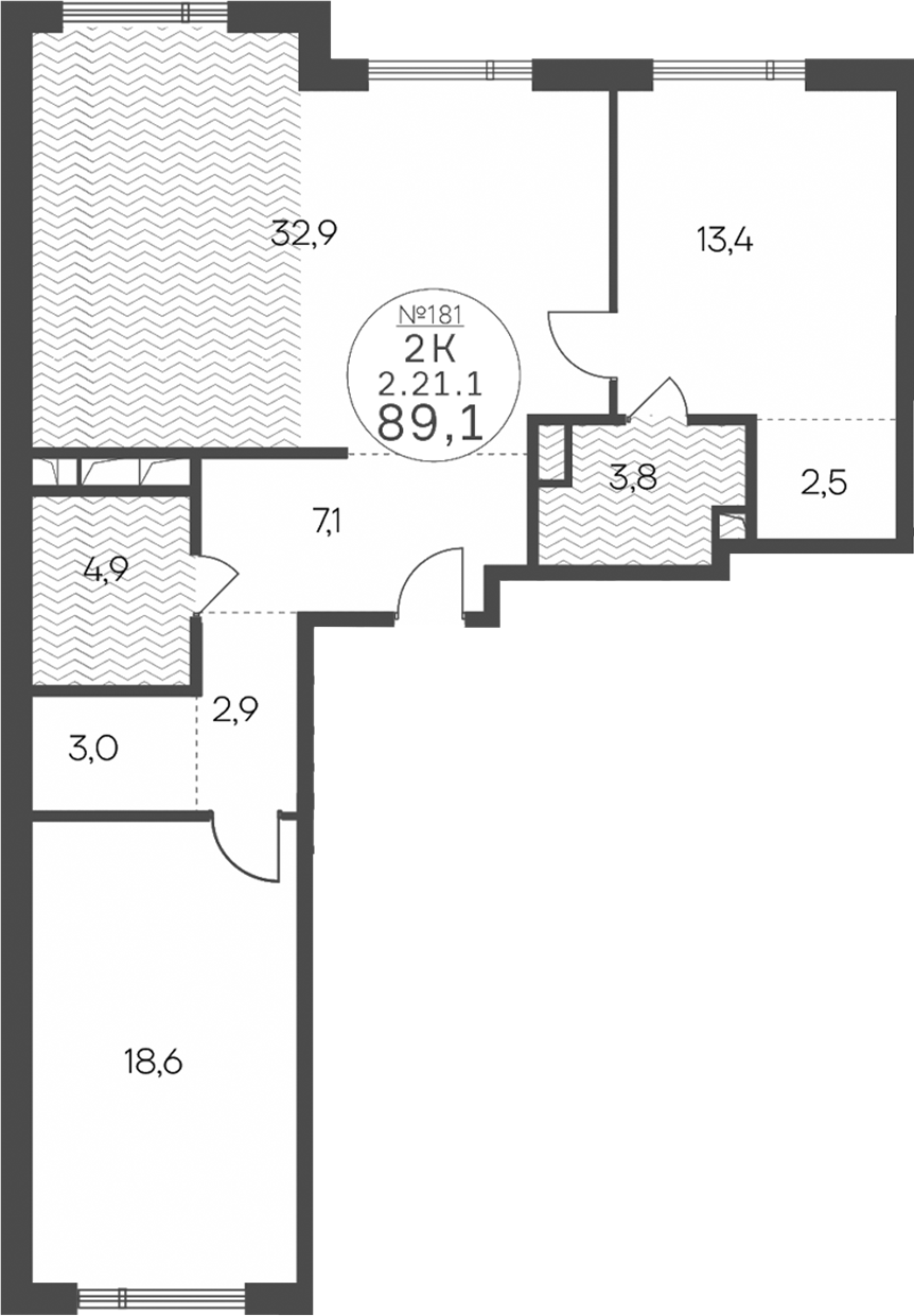 3-комн., 89.1 м², 21/21 этаж, ЖК «Клубный квартал КРЫЛАТСКАЯ 33»