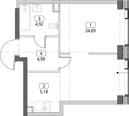 Студия, 39.78 м², 30/56 этаж, ЖК «СИТИДЗЕН»