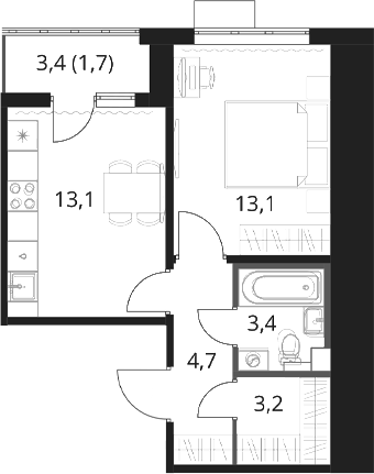 1-комн., 37.5 м², 15/16 этаж, ЖК «1-й Шереметьевский»
