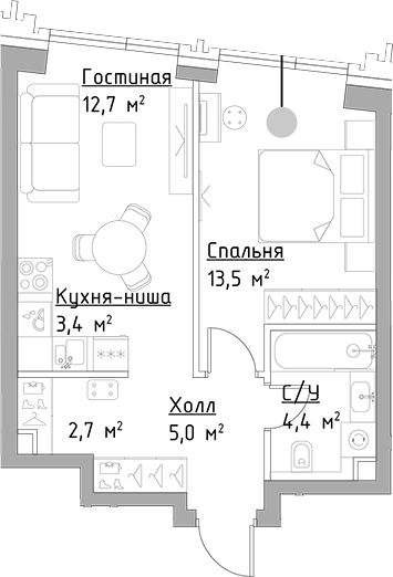 2-комн. Левел Павелецкая Сити