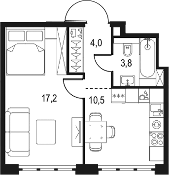 1-комн., 35.5 м², 12/20 этаж, ЖК «Левел Южнопортовая»