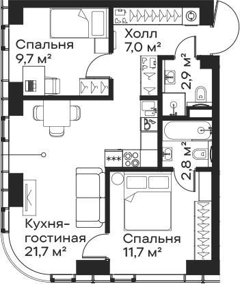 3-комн. Сити Бэй