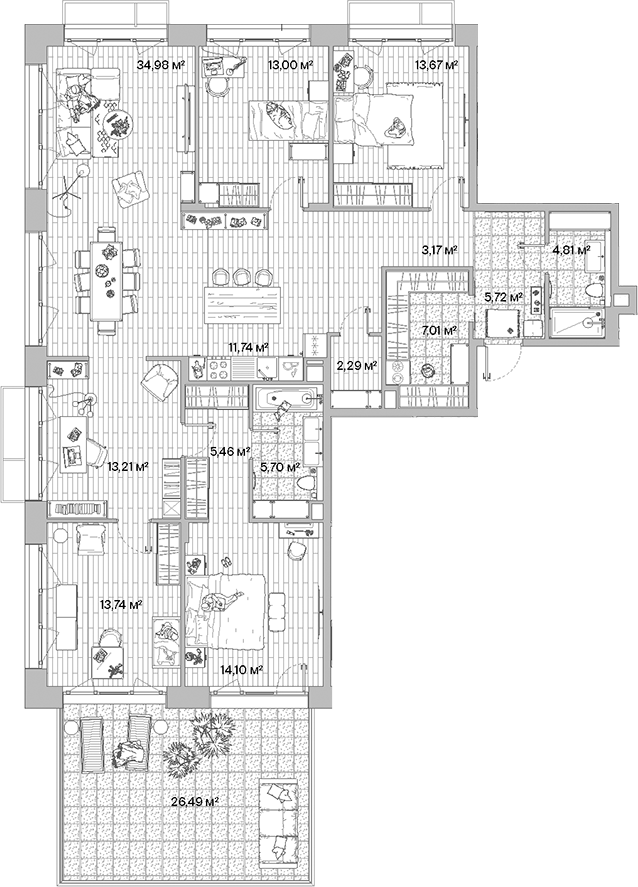 4+ комнаты, 148.6 м², 2/6 этаж, ЖК «МЫС»