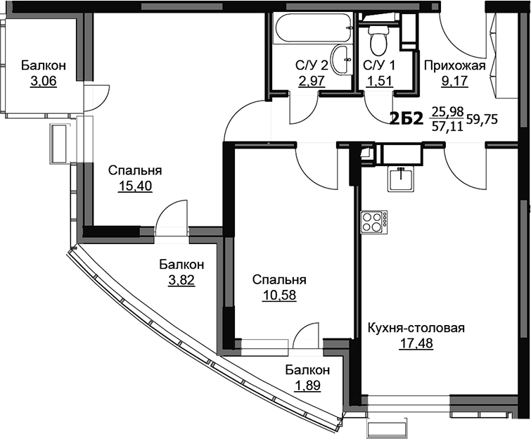 3-комн. Соболевка