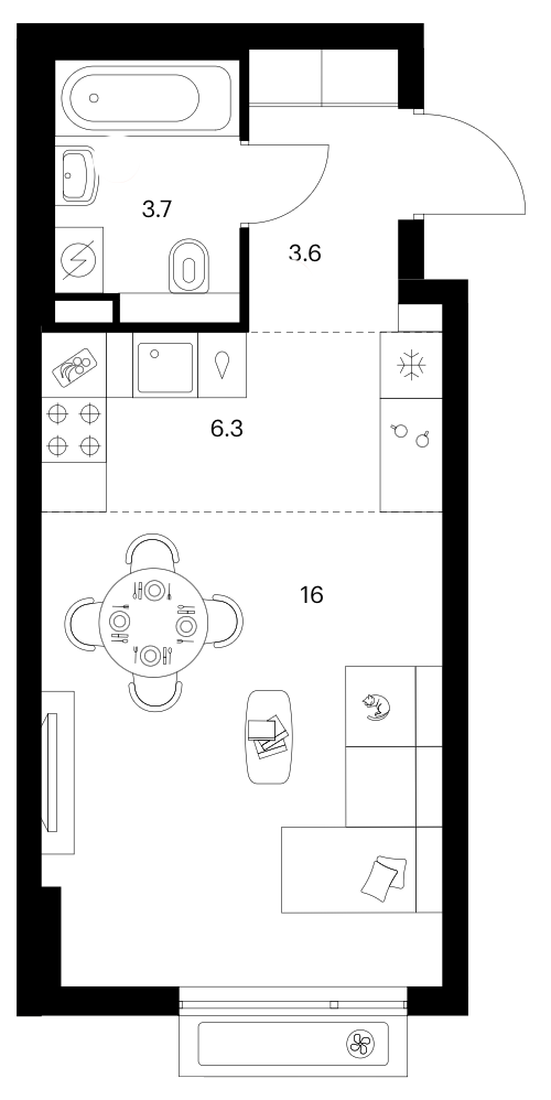 Студия, 29.6 м², 9/17 этаж, ЖК «Белая Дача парк»