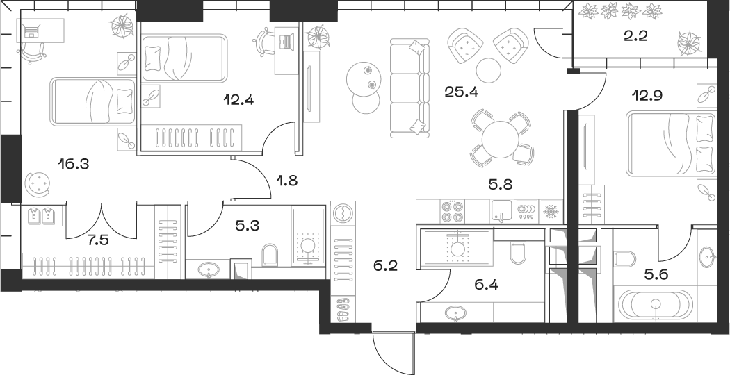 4+ комнаты, 105.6 м², 14/18 этаж, ЖК «SHIFT»