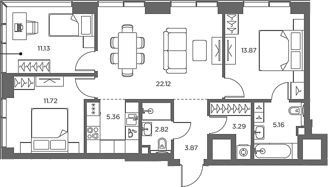 4+ комнаты, 79.34 м², 10/49 этаж, ЖК «TATE»