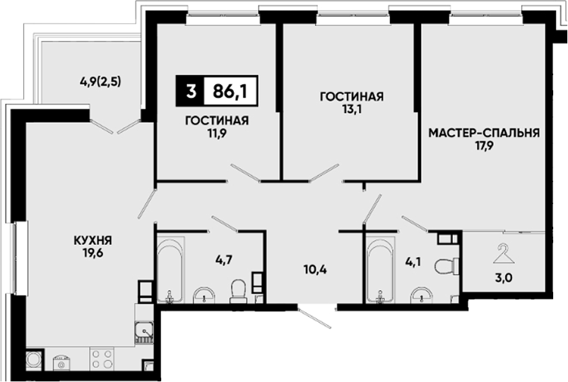3-комн. Квартал на курорте Моя Легенда