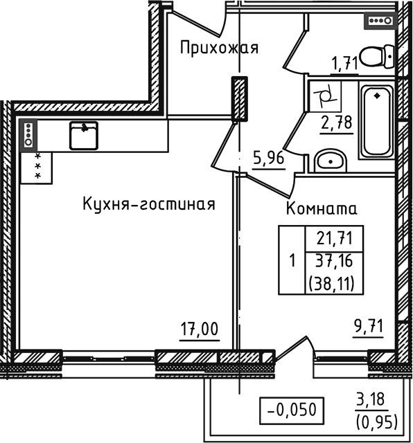 2-комн. Зеленый город