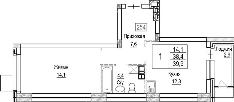 1-комн. Лесная Отрада