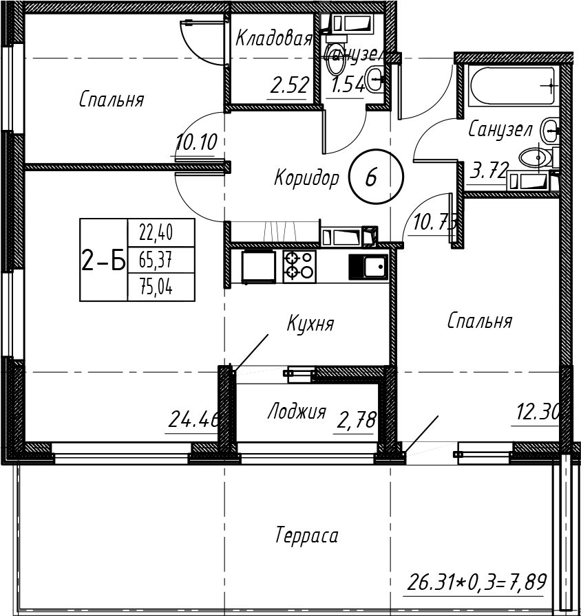 3-комн. квартира, 66.58 м² в ЖК Событие — фото 3