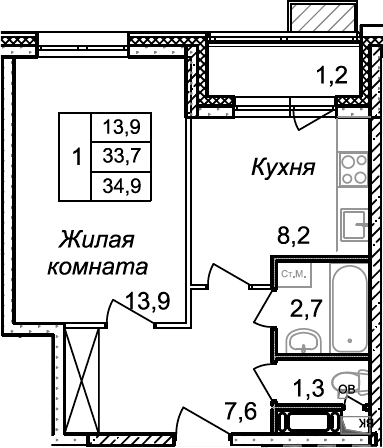 1-комн. Квартал Светлый