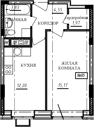 1-комн., 37.7 м², 3/16 этаж, ЖК «Краснофлотский»