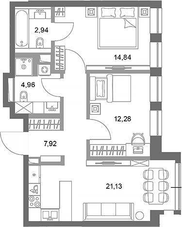 2-комн. ФАЙВ ТАУЭРС