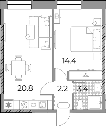 2-комн., 40.8 м², 23/23 этаж, ЖК «ЗилАрт»