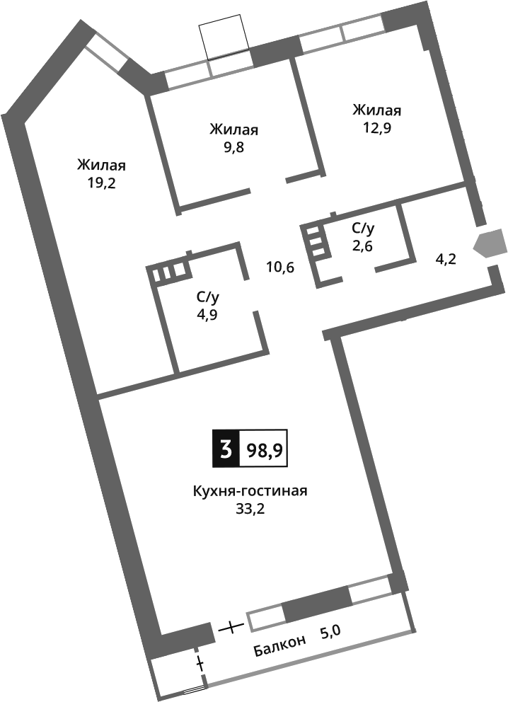 4+ комнаты, 97.6 м², 4/6 этаж, ЖК «Отрада на реке»
