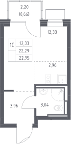 Студия, 22.29 м², 10/12 этаж, ЖК «Богдановский лес»
